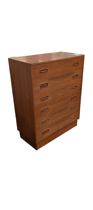 Vintage Danish Modern Dyrlund Teak 6-Drawer Tallboy Dresser
