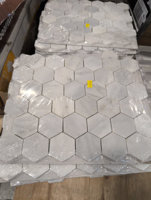 Anatolia 2-inch Hexagon Bianco Polished Marble Mosaic Tile (new)