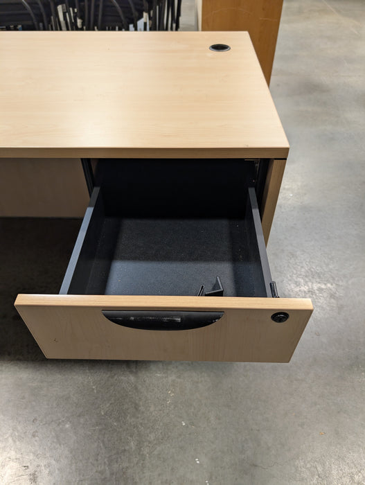 Maple Laminate Desk With Single Pedestal File Cabinet (Used)