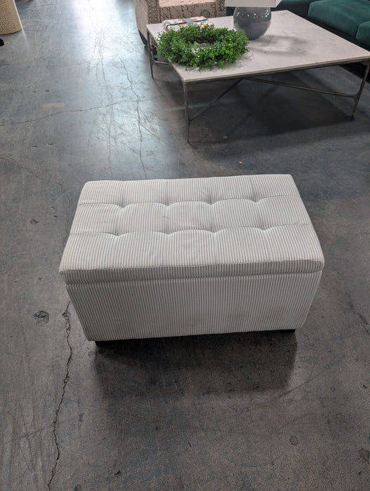 Pinstriped Fabric Tufted Lift-Top Storage Ottoman Bench