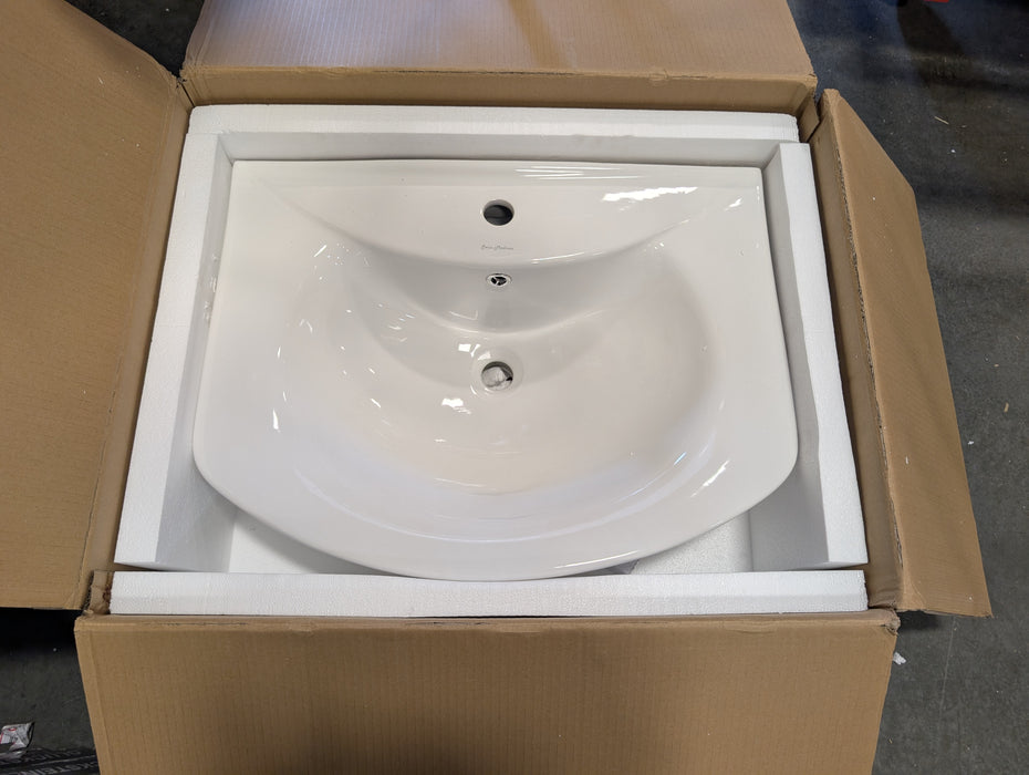 Swiss Madison Chateau Pedestal Bathroom Sink Round Single Faucet Hole in White (new)