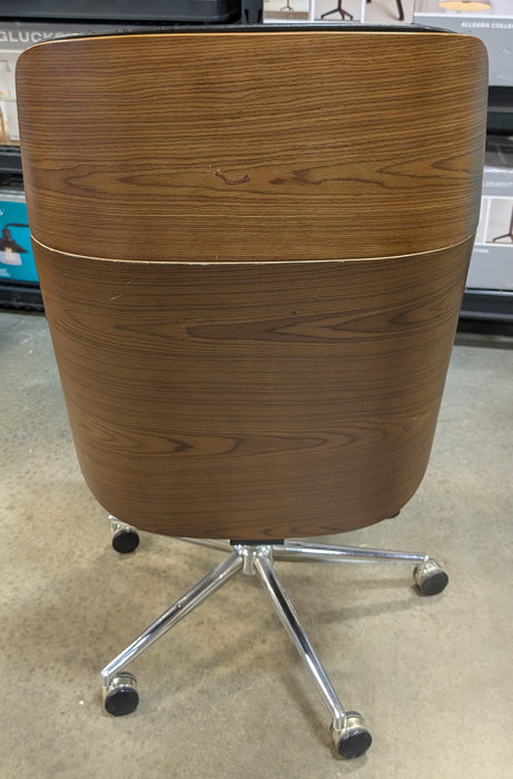 Black Leather/Wood Veneer Office Chair (Used)