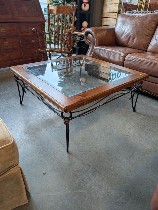 wrought iron and wood table