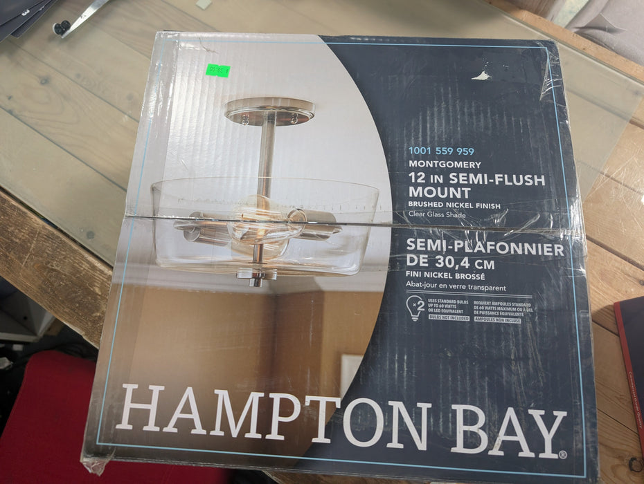 Hampton Bay 2 Light semi Flush, Brushed Nickel