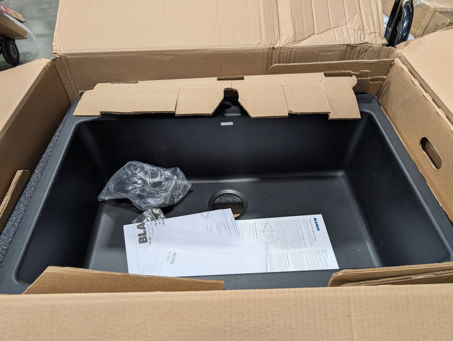 Blanco LIVEN SILGRANIT 33" Super Single Bowl Drop-In/Undermount Kitchen Sink - Coal Black (New)