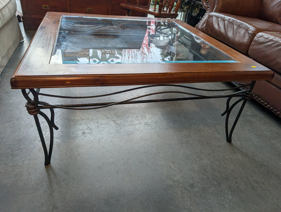 Wood & Wrought Iron Coffee Table (Used)