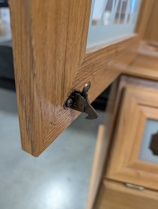 Vintage Wood And Etched Glass Locking Gun Cabinet (Used)
