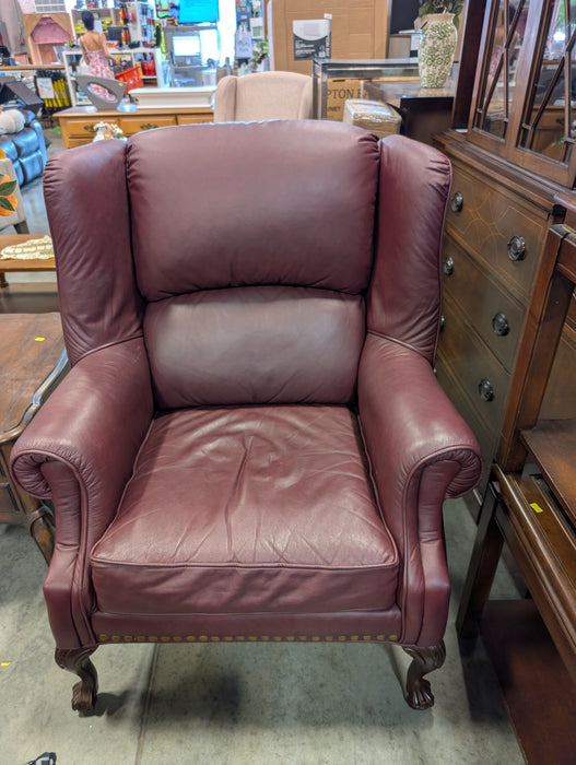 Burgundy Leather Wing Back Chair (Used)