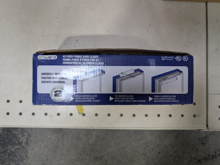 Onward 1600 Series Fixed Power Door Closer, Satin Aluminum, 180° Door closer (new)