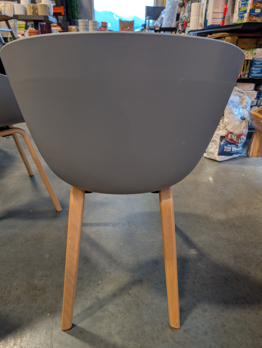 Grey Bucket Seat w/ Natural Wood Base (Used)