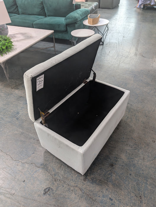 Pinstriped Fabric Tufted Lift-Top Storage Ottoman Bench