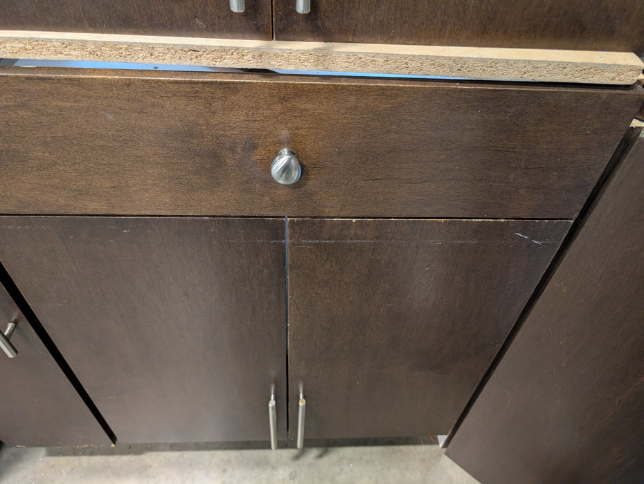 13-Piece Dark Walnut Kitchen Cabinet Set (Used)