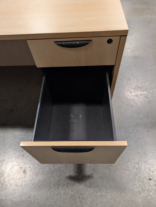 Maple Laminate Desk With Single Pedestal File Cabinet (Used)
