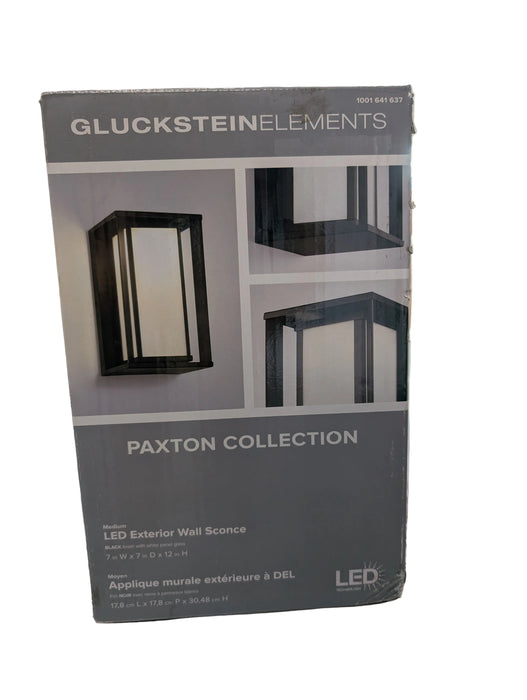 Paxton 1-Light 12-inch H Integrated LED Outdoor Wall Sconce Light Black Metal Finish with Frosted Glass (new)