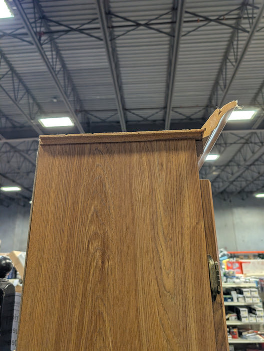 Vintage Wood And Etched Glass Locking Gun Cabinet (Used)