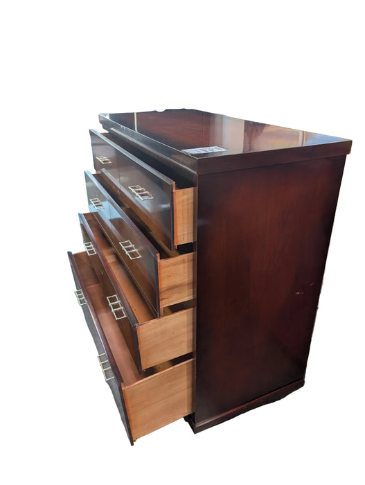Mid-Century Modern Dark Cherry 4-Drawer Dresser (used)