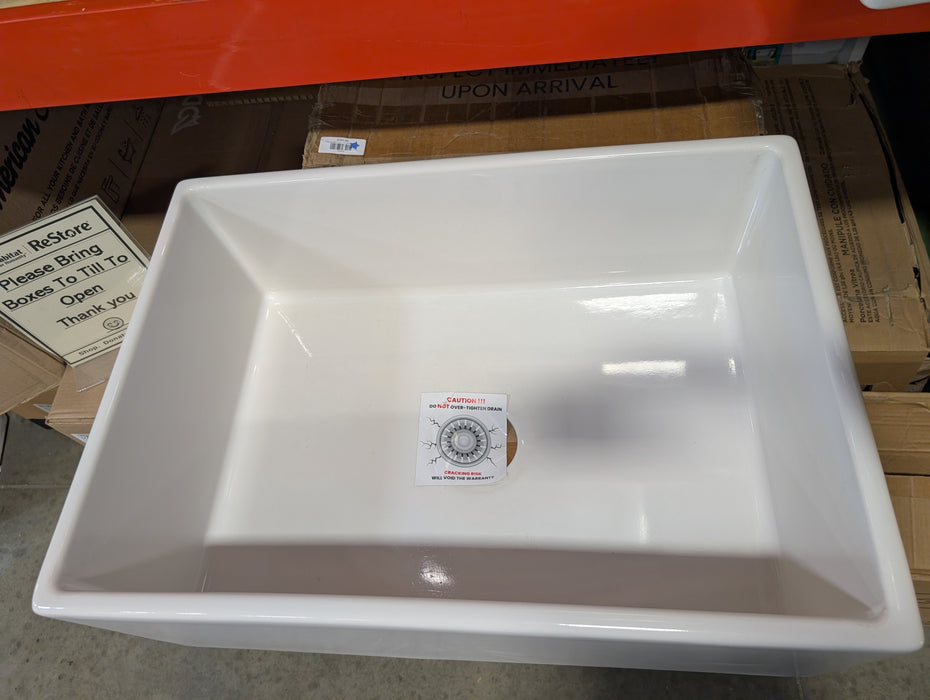 BOCCHI Contempo Farmhouse Apron Front Fireclay 27 inch Single Bowl Kitchen Sink in White (OUT OF BOX NEW)