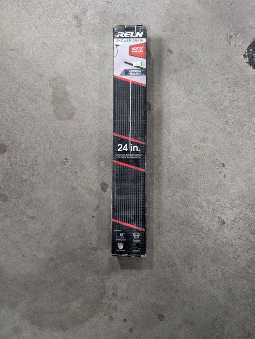 RELN 24 inch Matte Black Shower Drain with Linear Pattern Cover (new)