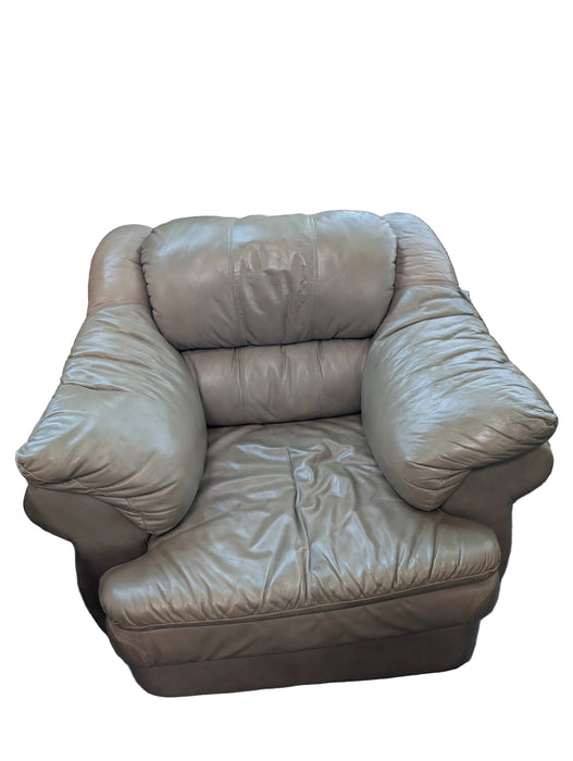 Plush Taupe Leather Oversized Armchair (used)