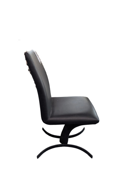 Modern Ergonomic S-Curve Dining Chair in Black Faux Leather (used)