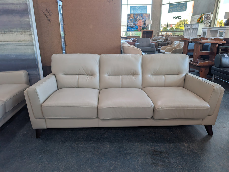 Cream Leather 3-Seater Sofa (new)