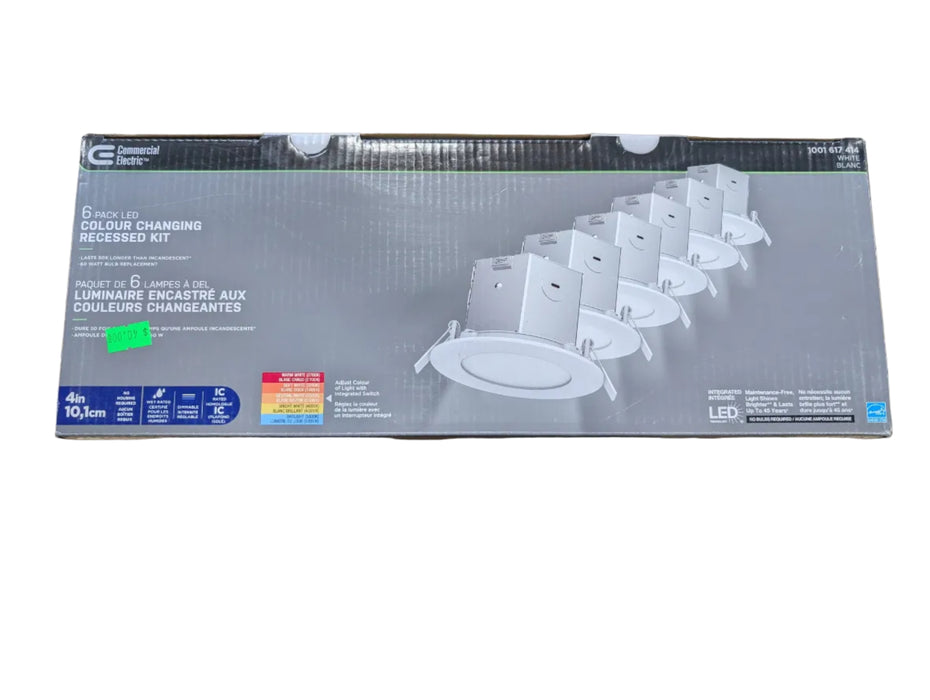 Commercial Electric 4-inch White Integrated LED Dimmable Selectable White (2700K-5000K) Recessed Downlight Kit (6-Pack)