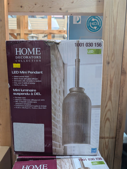 Home Decorators Collection 1-Light 9-Watt Gilded Pewter Integrated LED Mini Pendant