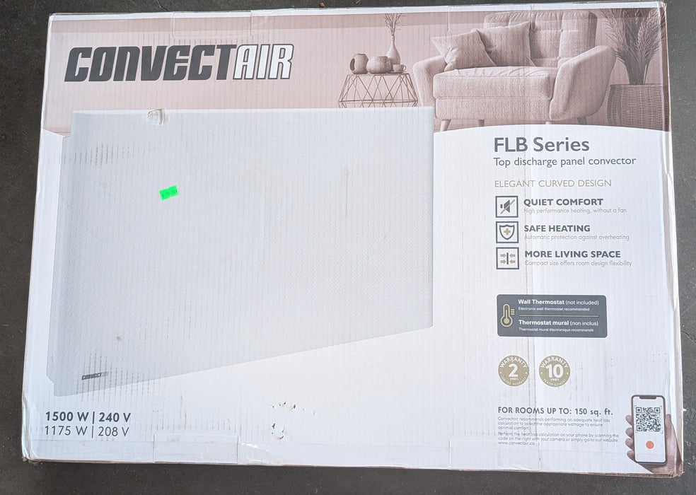 Convectair 24 5/8-Inch 1500W 208/240V FLB Panel Convector Electric Wall Heater in White without Thermostat