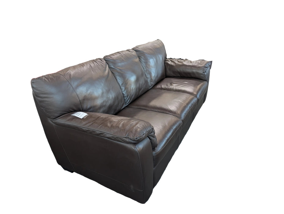 Deep Espresso Brown Padded Leatherette 3-Cushion Sofa (used)