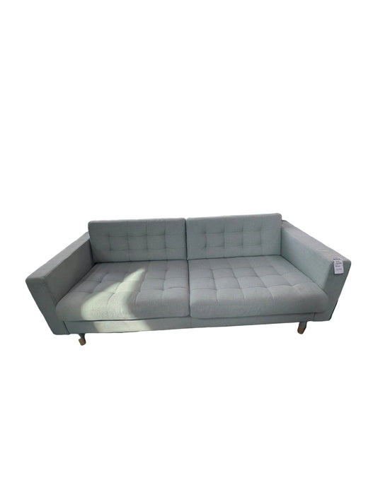 Mid-Century Modern Grid-Tufted Light Grey Fabric Sofa