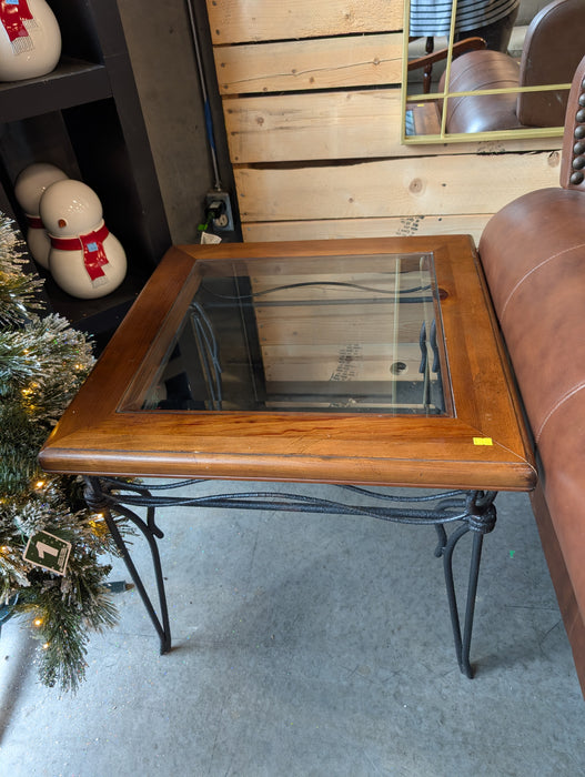 Wood & Wrought Iron Side Table (Used)