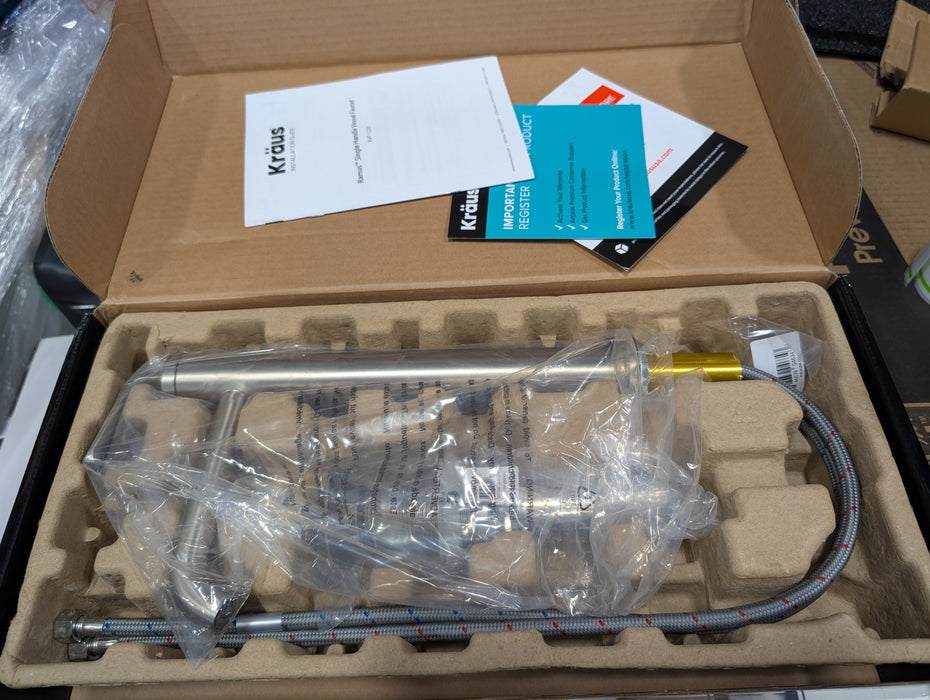 Kraus Ramus Single Handle Vessel Bathroom Sink Faucet with Pop-Up Drain in Spot Free Stainless Steel (New)