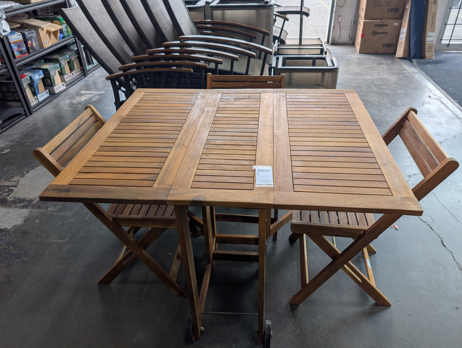 Safavieh Arvin Table and 4-Piece Chair Set in Teak (new, 1 damaged)