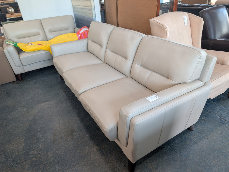 Cream Leather 3-Seater Sofa (new)
