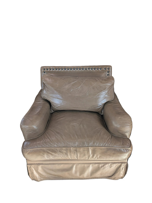 Pyramid-Studded Warm Taupe Leather Armchair (used)