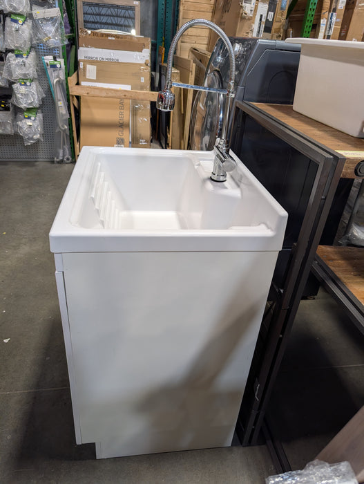 28 in. W x 22 in. D x 38 in. H All-in-One Freestanding ABS Single Bowl Laundry Sink White Shaker Style Cabinet Faucet Combo (Used)