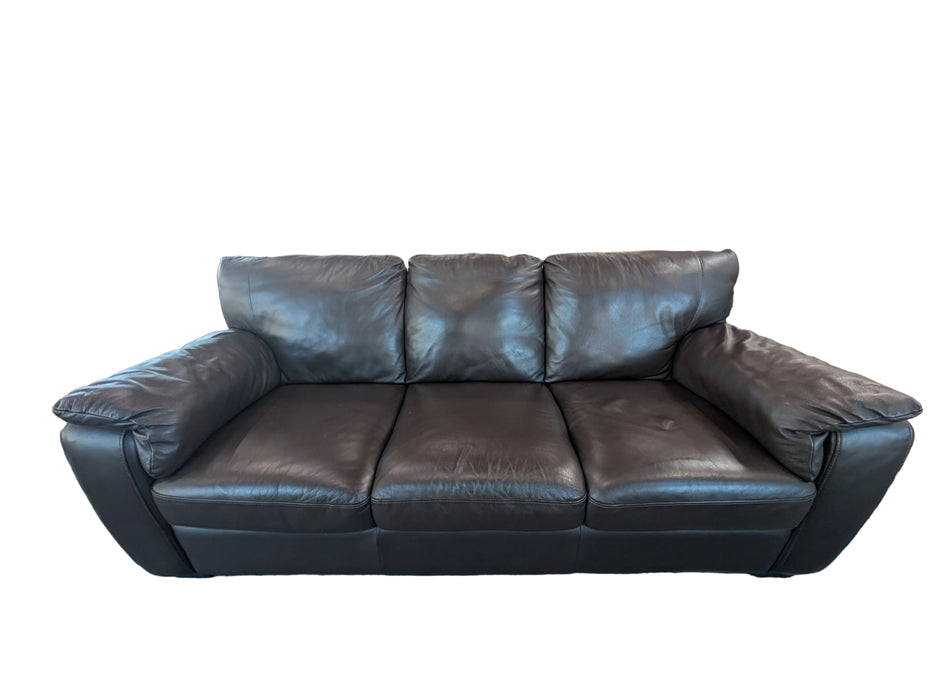 Deep Espresso Brown Padded Leatherette 3-Cushion Sofa (used)