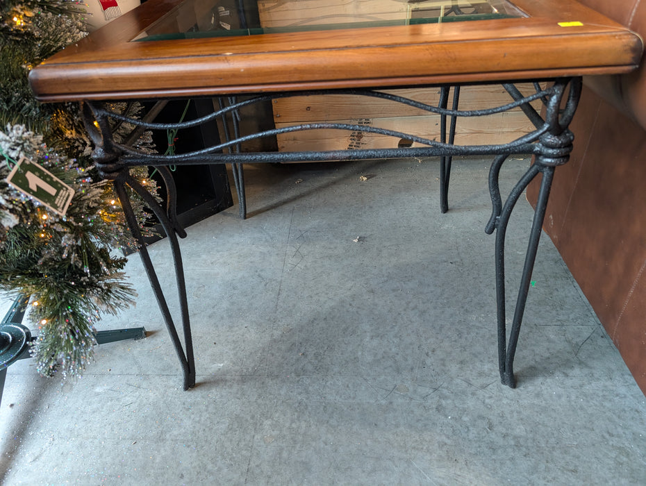 Wood & Wrought Iron Side Table (Used)