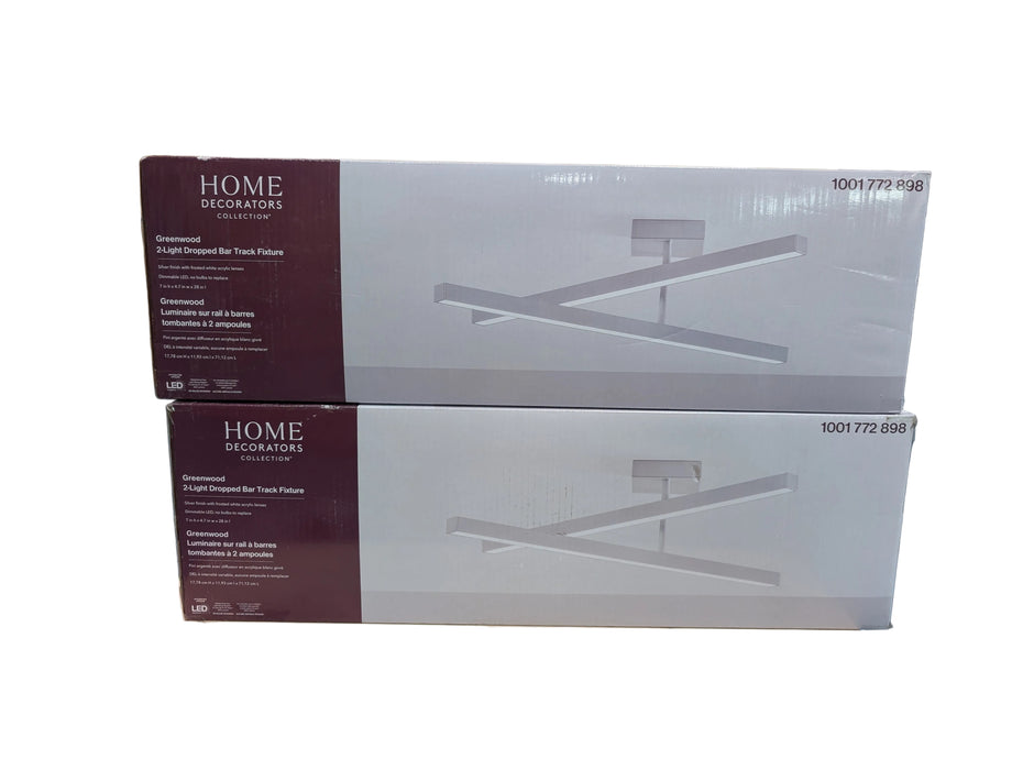 Home Decorators Collection Greenwood 28-inch 2-Light Integrated LED Dimmable Silver Track Lighting Kit with Horizontal Crossbar