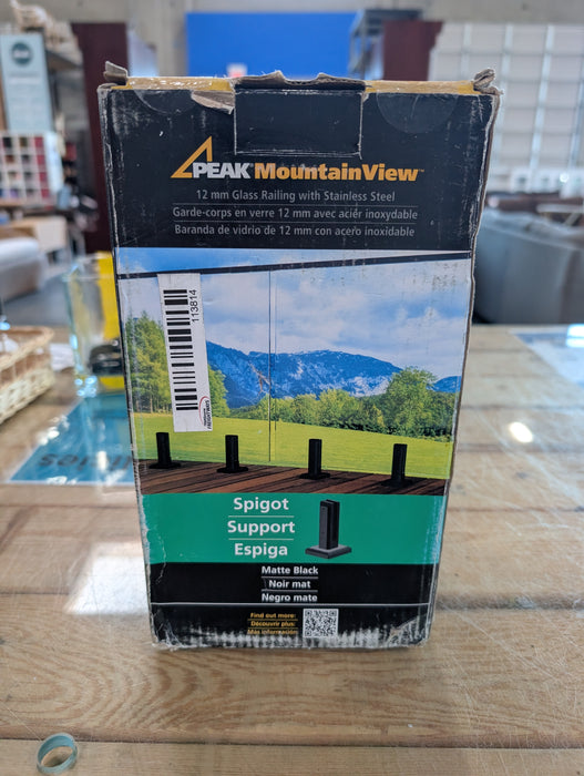 Peak MountainView Glass Deck Railing 8 1/2-inch H Spigot in Matte Black Stainless Steel (new)