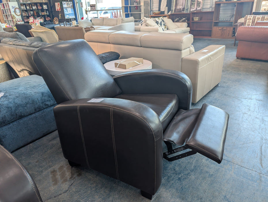 Espresso Faux Leather Reclining Accent Armchair (used)