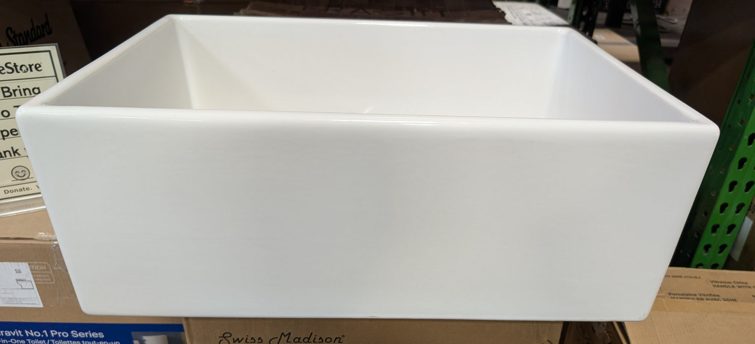 BOCCHI Contempo Farmhouse Apron Front Fireclay 27 inch Single Bowl Kitchen Sink in White (OUT OF BOX NEW)