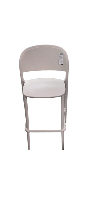 Modern Matte White Molded Bar Stool with Integrated Footrest (used)