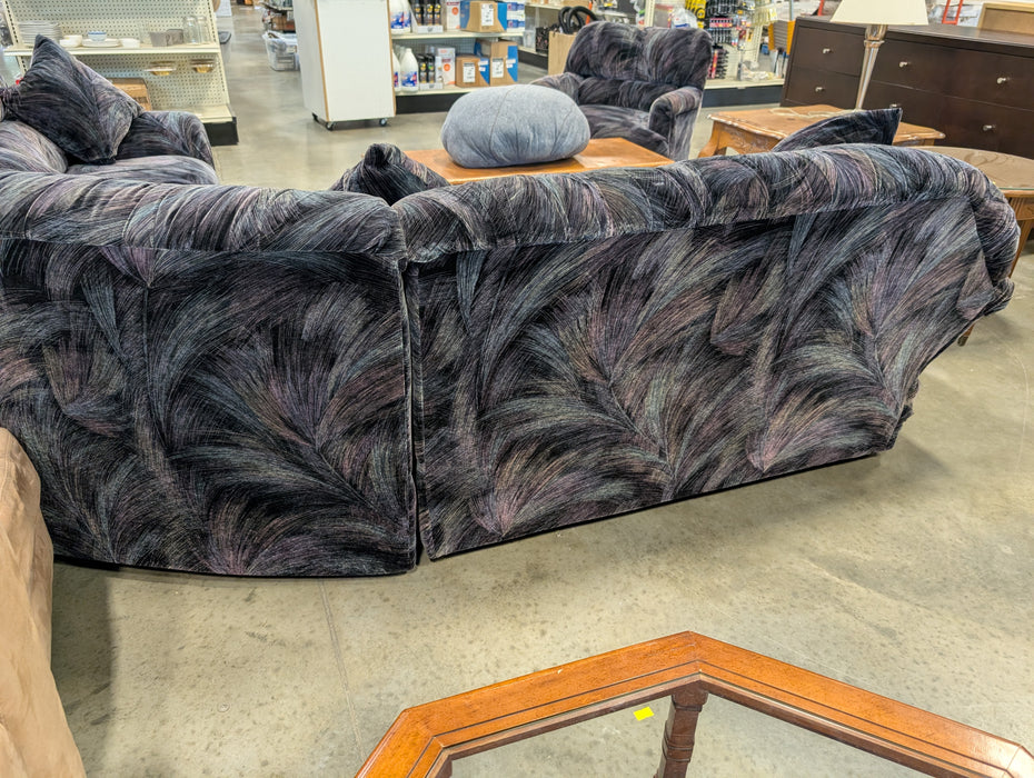 Vintage 1980's Clamshell Midnight Plume Sectional And Armchair (Used)