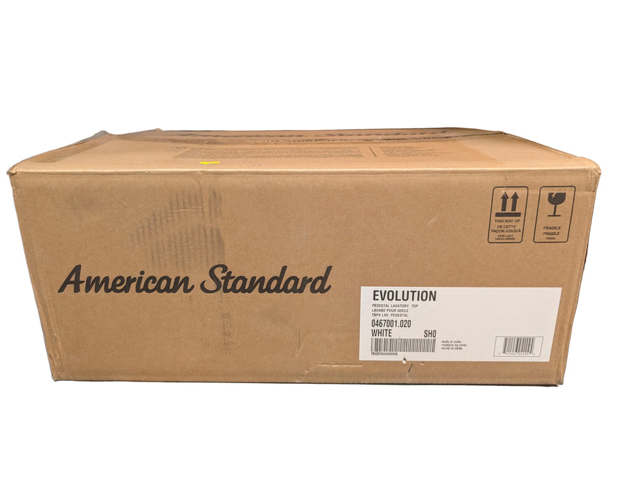 American Standard Evolution 22" wide Pedestal Combo Bathroom Sink with a Single Hole in White