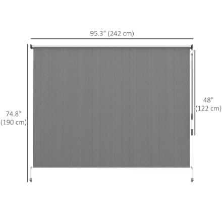 Outsunny 8' x 6' Outdoor Roller Shade Patio Blinds in Dark Grey (New)