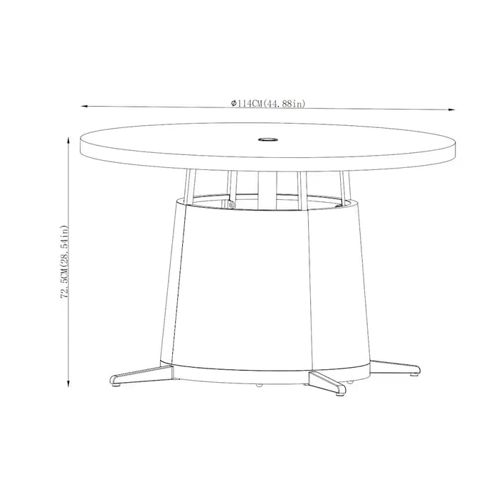 Beauford 45 in. Dia. Steel-Frame Round Outdoor Dining Table in Faux Concrete (New)