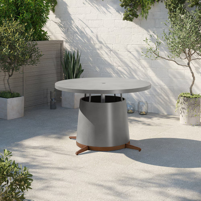 Beauford 45 in. Dia. Steel-Frame Round Outdoor Dining Table in Faux Concrete (New)