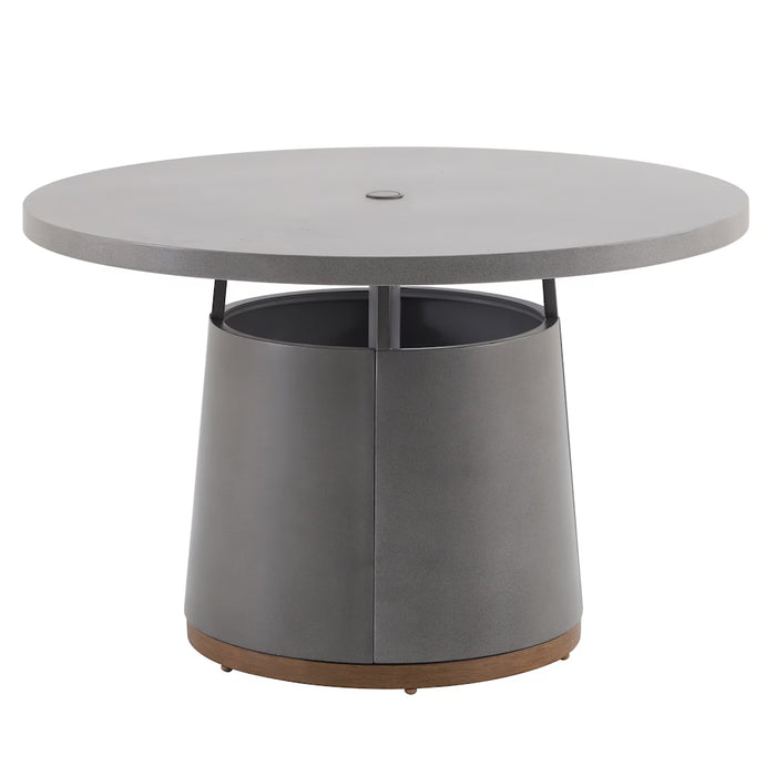 Beauford 45 in. Dia. Steel-Frame Round Outdoor Dining Table in Faux Concrete (New)