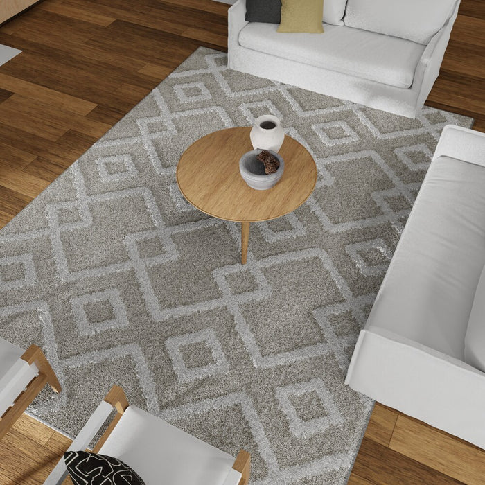 Natco Loomaknoti Vemoa Adeta Gray/Cream 4 ft. x 6 ft. Geometric Polyester Area Rug (New)